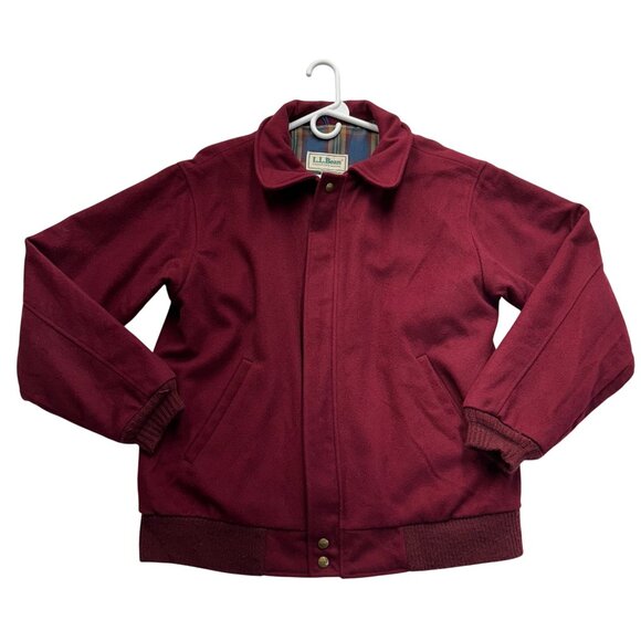 L.L. Bean Other - Vintage 80s LL Bean Plaid Lined Wool Bomber Jacket Coat Mens Size Large Red READ